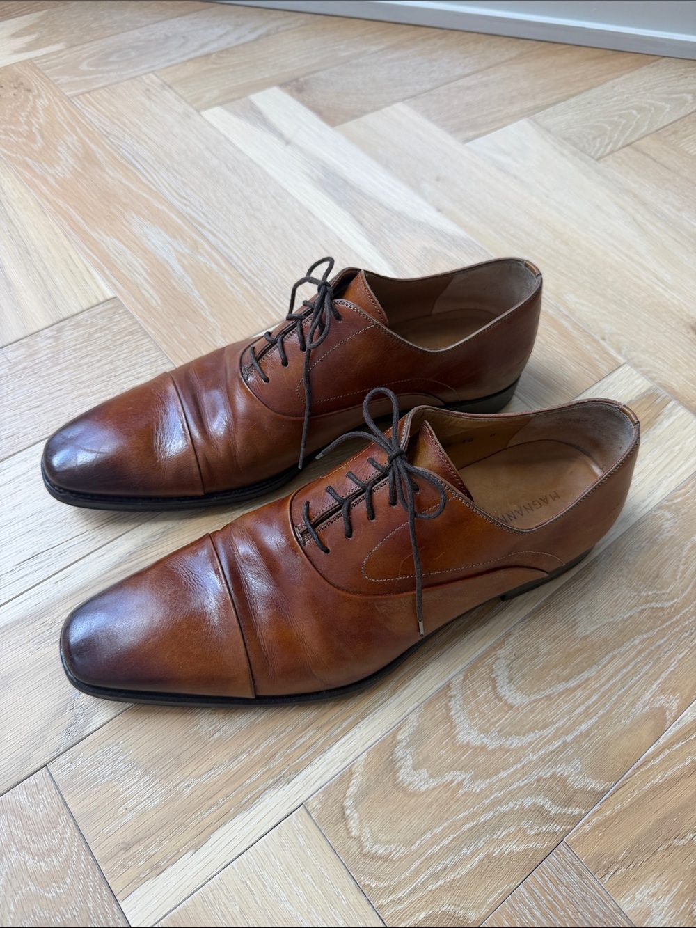 Magnanni Chestnut Brown Leather Oxford Lace-Up Shoes